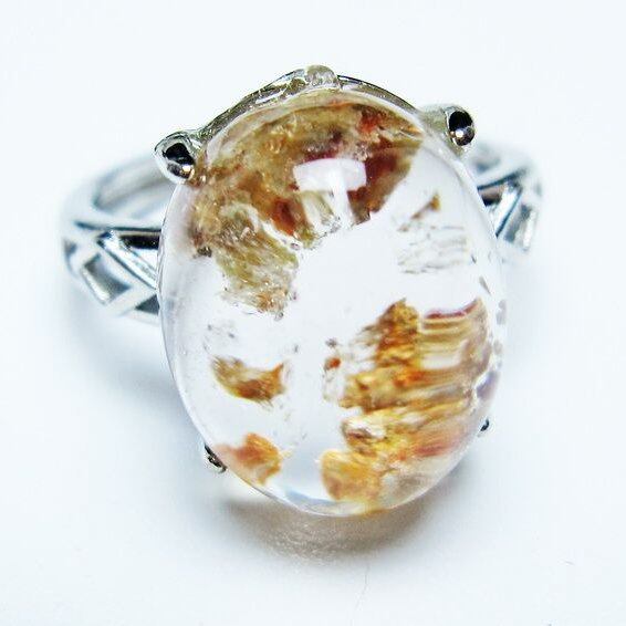 ガーデンクォーツ 指輪 ガーデン水晶 リング フリーサイズ 13号 一点物 メール便可 [M便 1/20] 115-6911