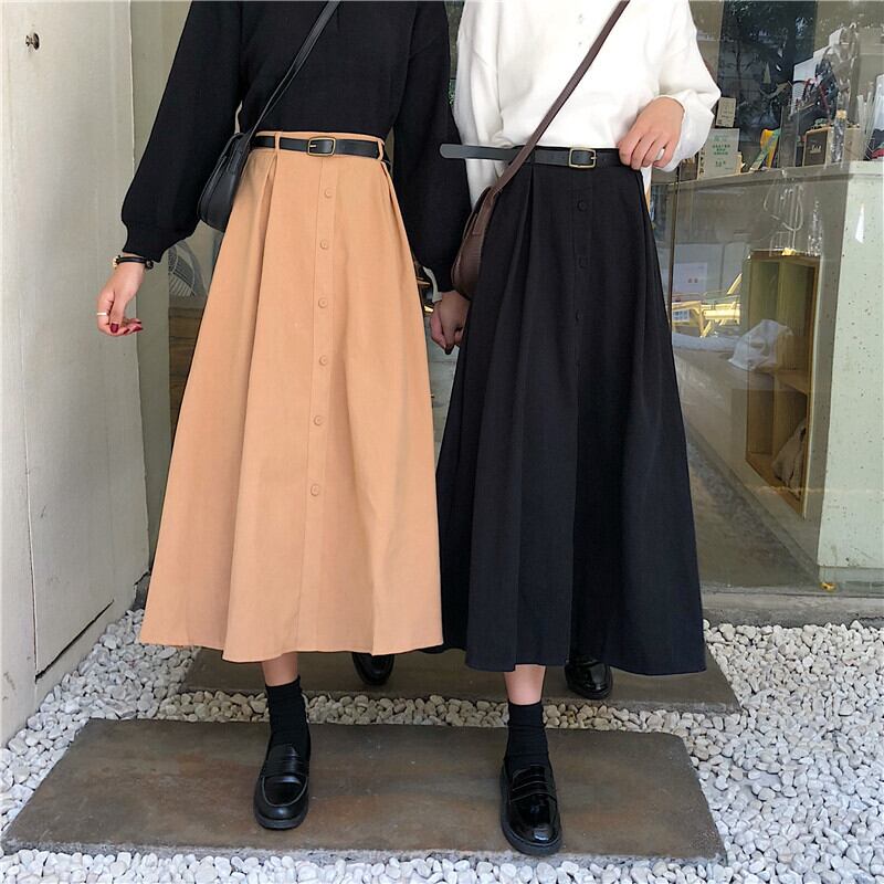 2020年初春の新しいミドル丈ワンブレストハイウエストスカート、女性用の細くて大きいスカート、Aラインスカート、フリーベルト 1号婦人31179375072