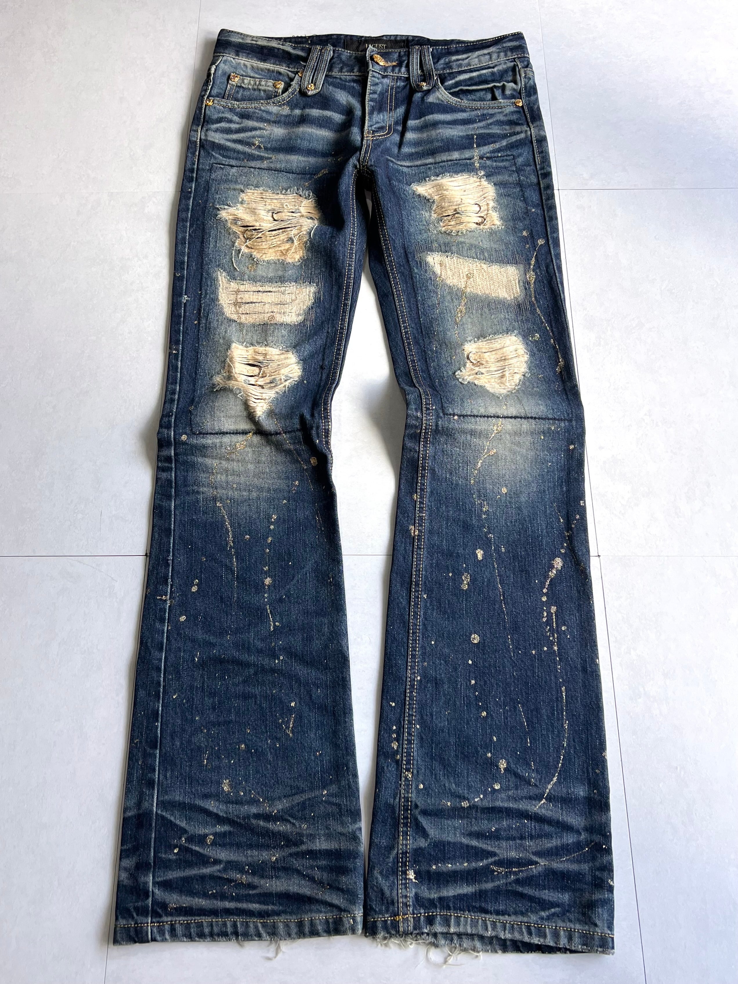 "LAGUST" Pierce Damage Flared Denim