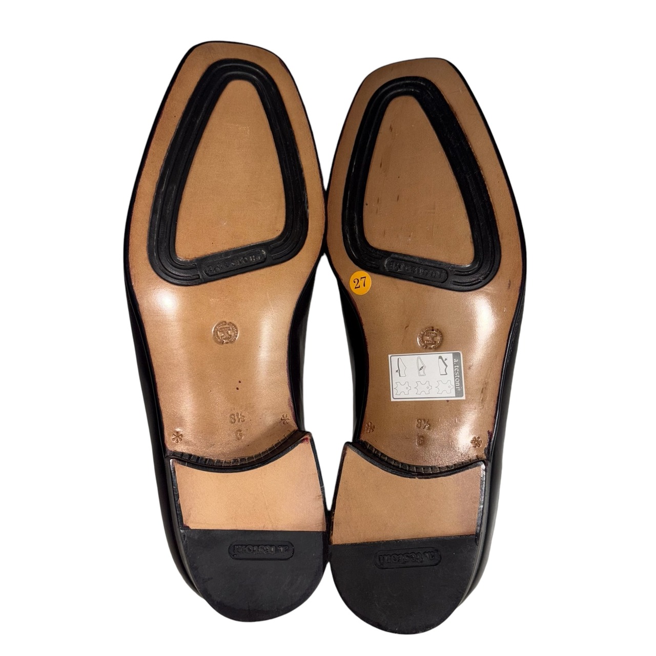A.TESTONI square toe leather coin loafers
