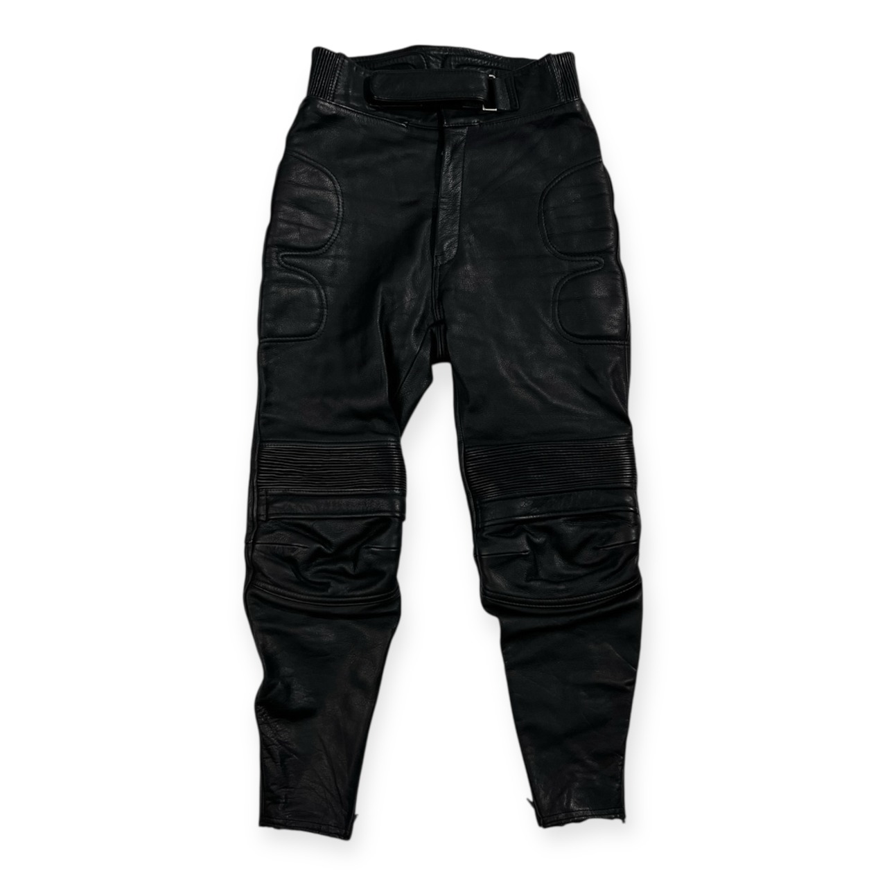 leather 本革 レザー ライダース パンツ ベルト付き サイズ L /ブラック/バイク バイカー