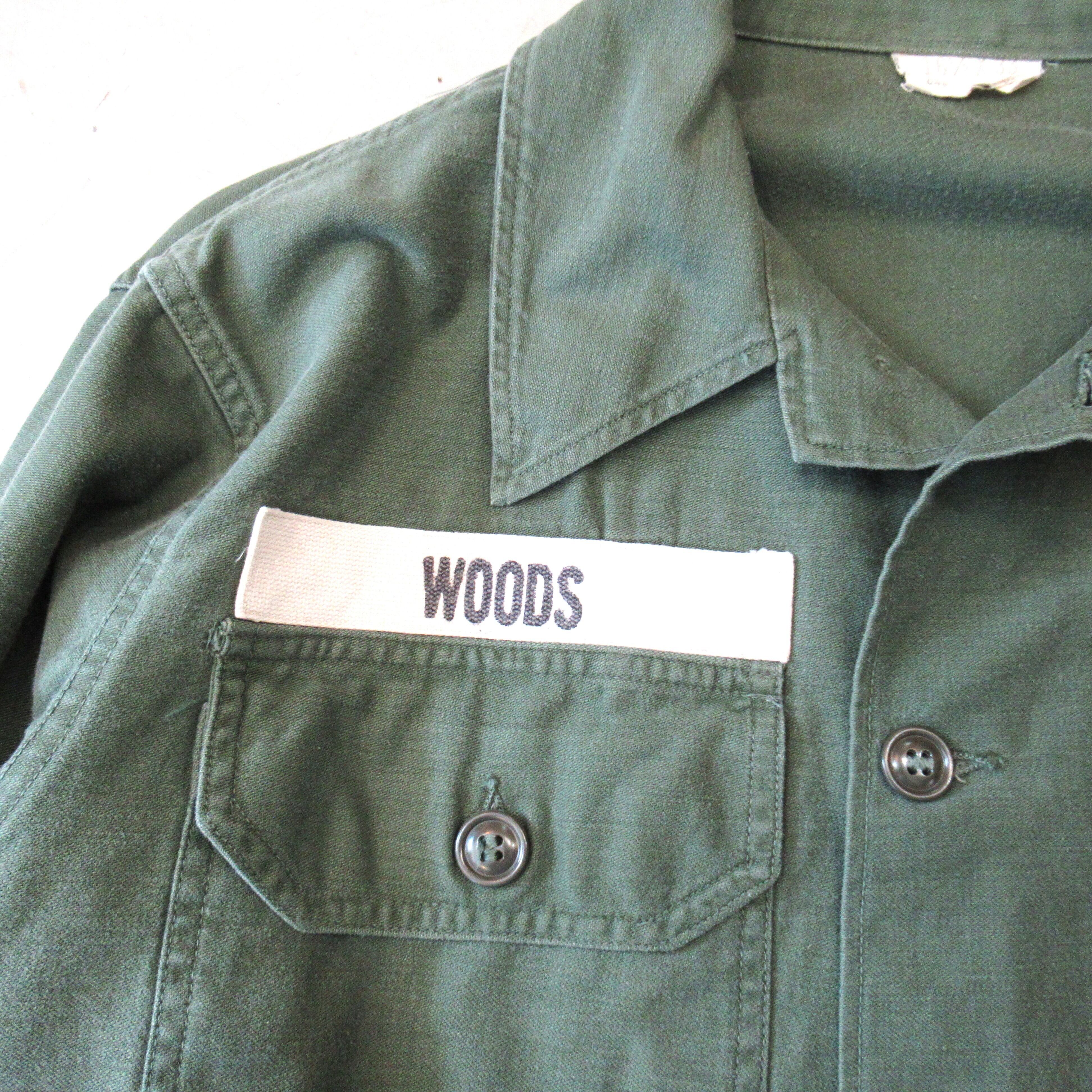 60S U.S.ARMY OG-107 筒袖 3rd Utility Shirt 【16 1/2 ×33】 | drop by