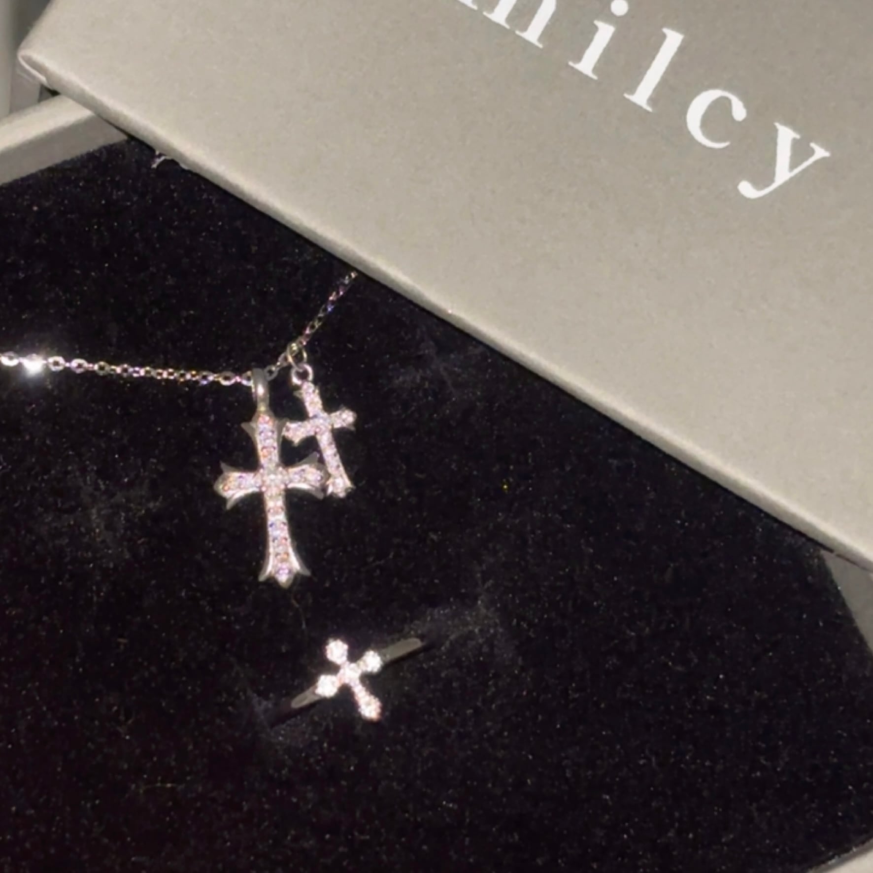 SV925 Double Chain Cross Necklace Y2K｜Gbsbf.com