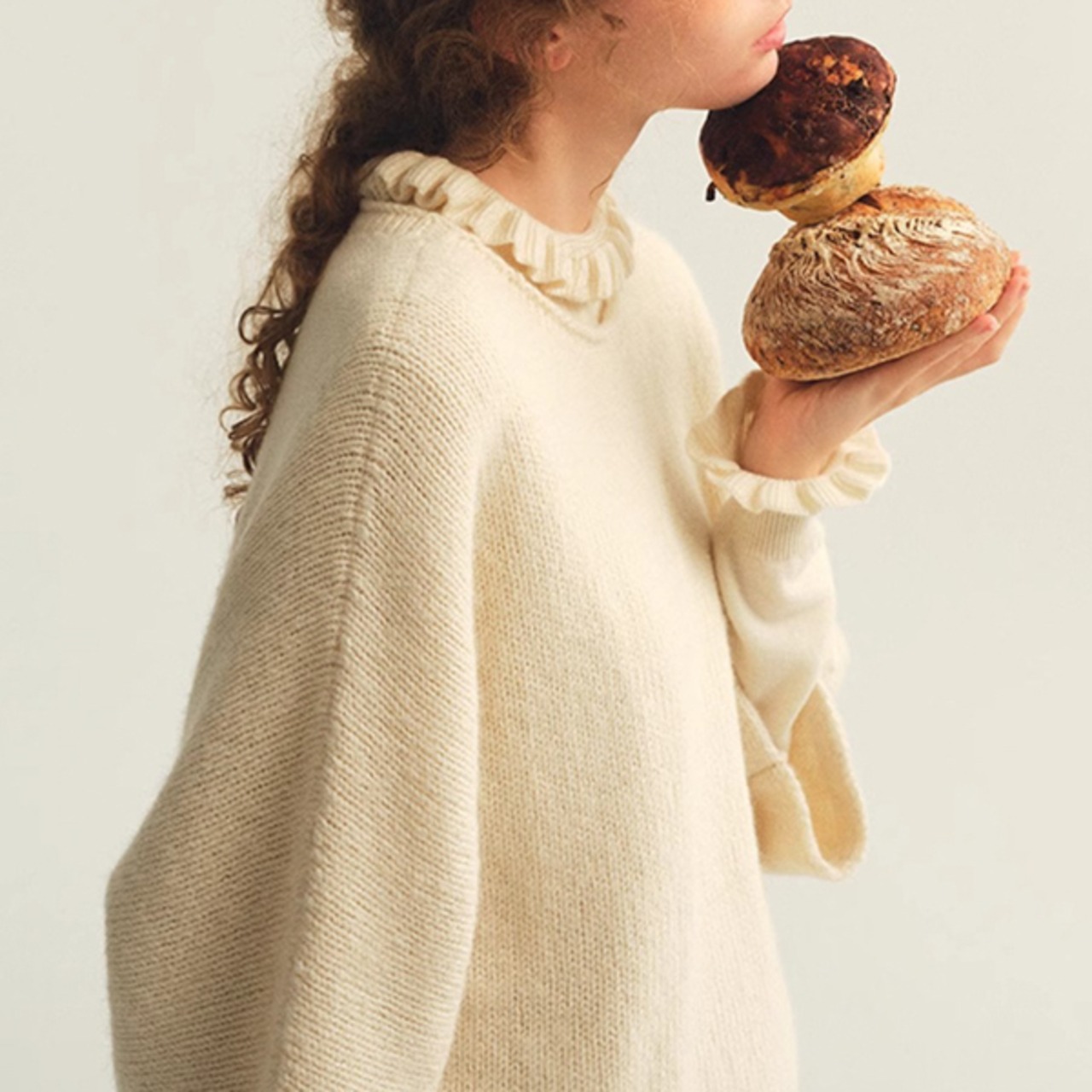 【2color】陽だまり色のクシュクシュハイネックニット 《P0311》