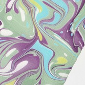 suminagashi リバーシブル半巾帯 ［裏葉色×パープル 　ドット×マーブル］