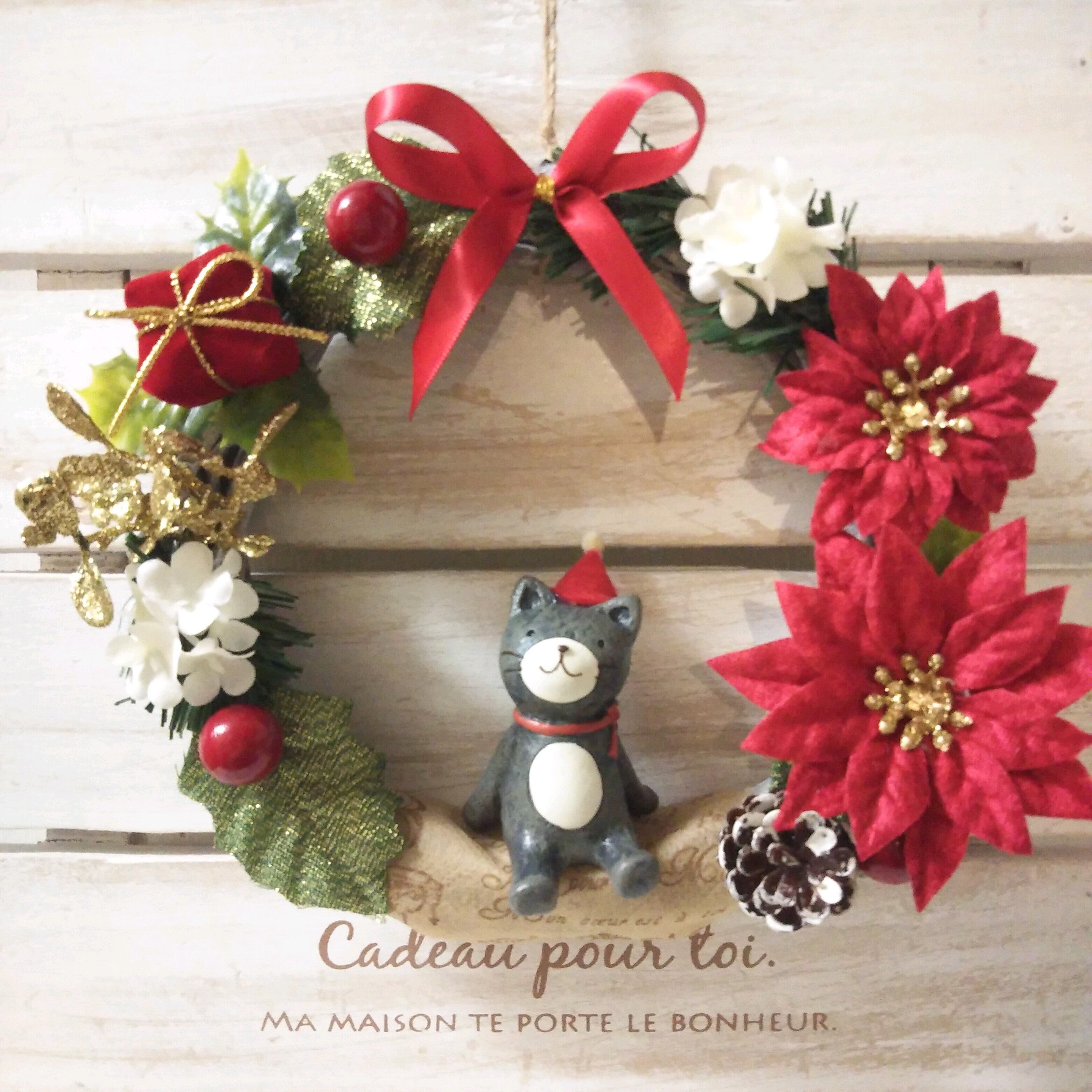 商品名【慶】華やか！♥ダリアと紅椿のお正月リース＊ 冬リース お正月 ダリア と 椿 の 和風リース 紅白 | 雑貨屋 HarryChop