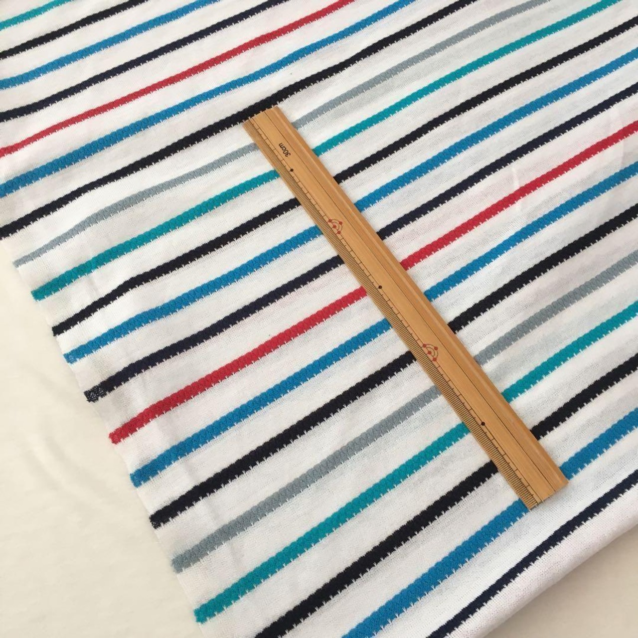 綿ポリ混特殊ドットボーダーニット生地-2m-curl tricot　KX/200H6799