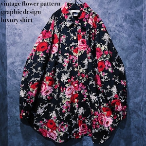 【doppio】vintage flower pattern graphic design luxury shirt