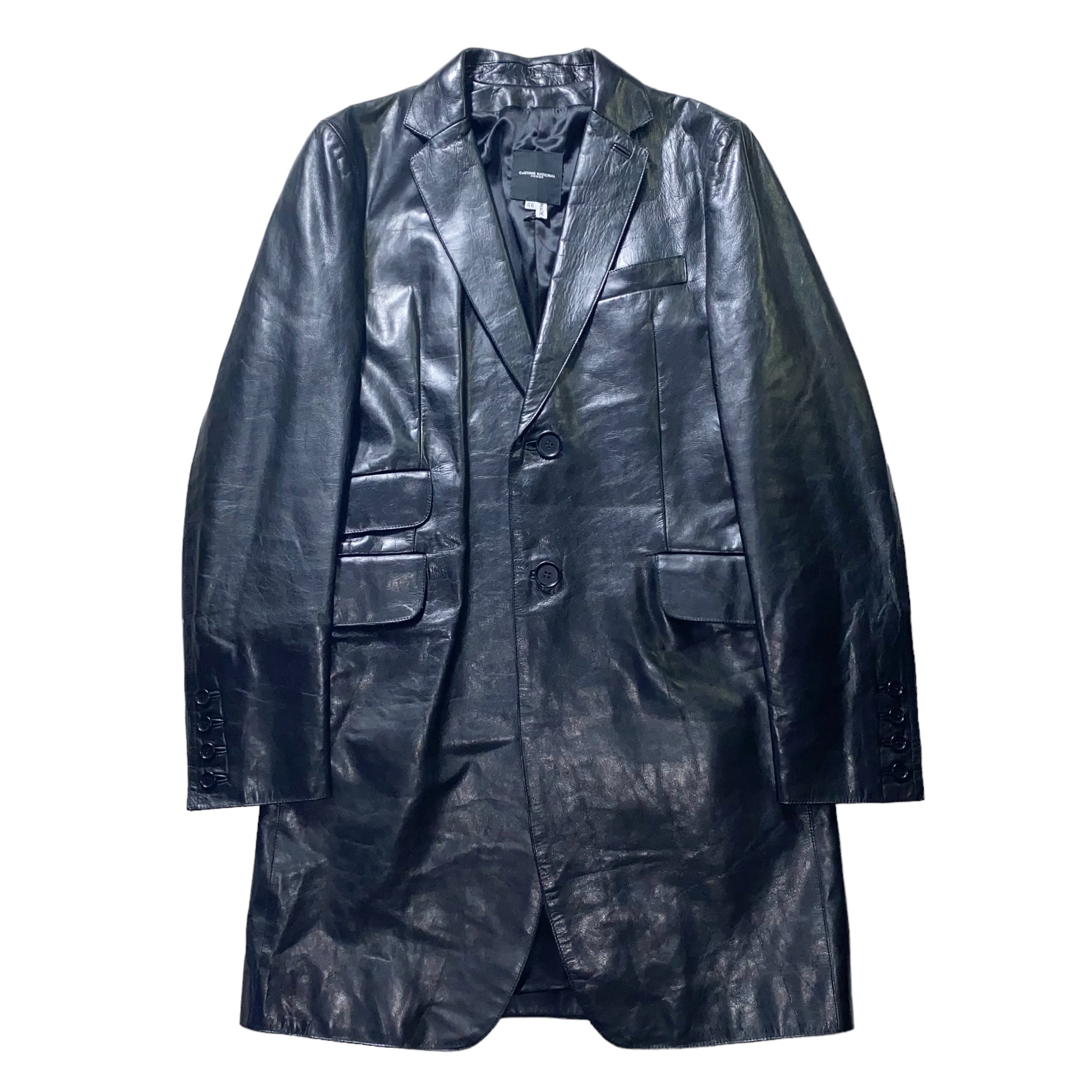 美品 CoSTUME NATIONAL HOMME アウター テーラード COSTUME NATIONAL HOMME black leather tailored coat | NOIR ONLINE