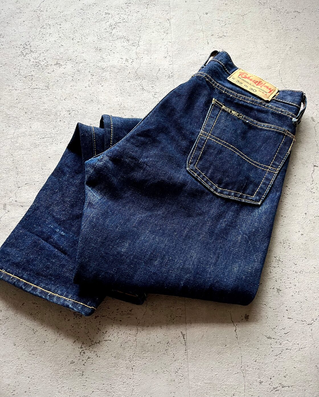 60s-70s MADE IN USA “ BLUE WAY ” 5PKT INDIGO DENIM OLD VINTAGE 