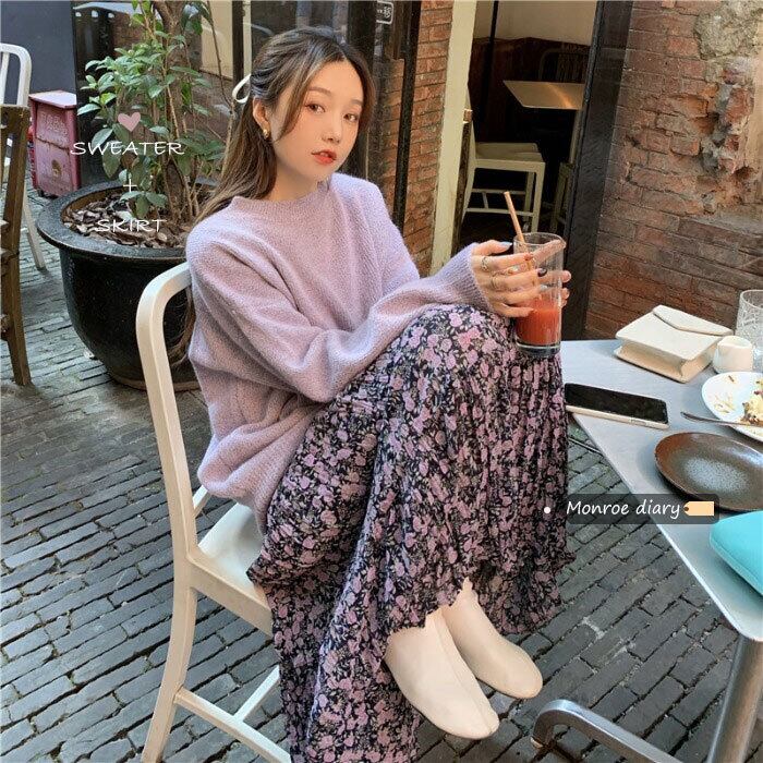 スタイルソリッド カラーセーター レディースニットトップス コート ロング ソリッドカラー モンロー34561098215