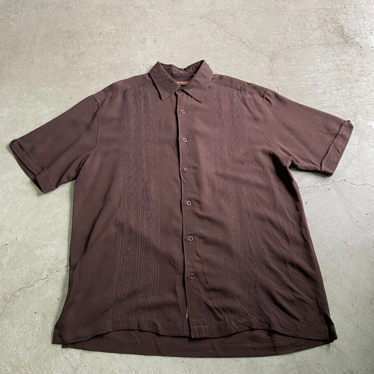 CUBAVERA レーヨン×ポリエステル 半袖 キューバシャツ メンズL 古着