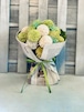 コロンと可愛らしいピンポンマムのホワイトグリーンブーケ　花束