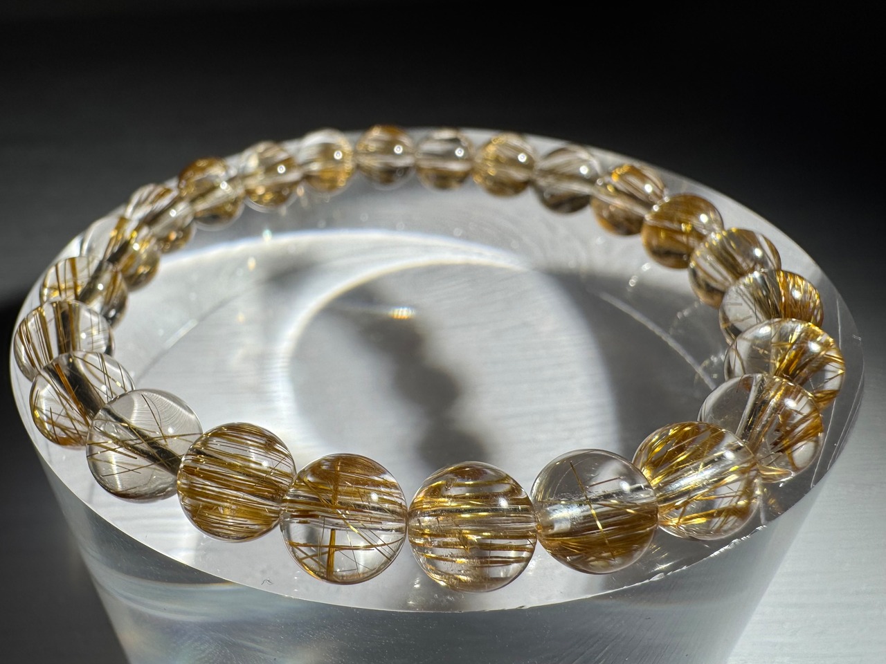 No.1372【S】ブラウンタイチンルチルクォーツブレスレット