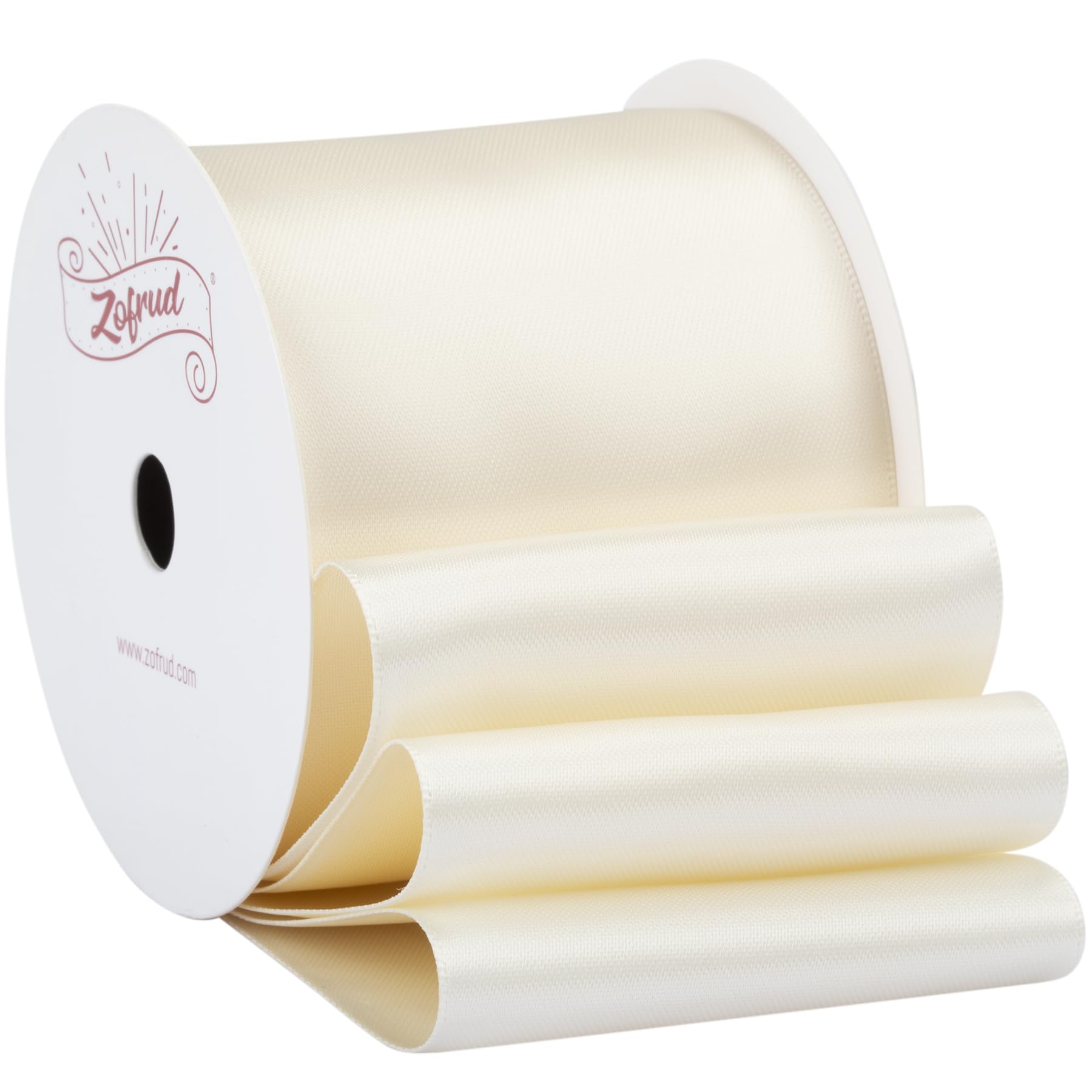 【特価処分】サテンリボン幅63mm x 9m巻 - 手芸、ラッピング、 花束、ウェディングに最適 (アイボリー)