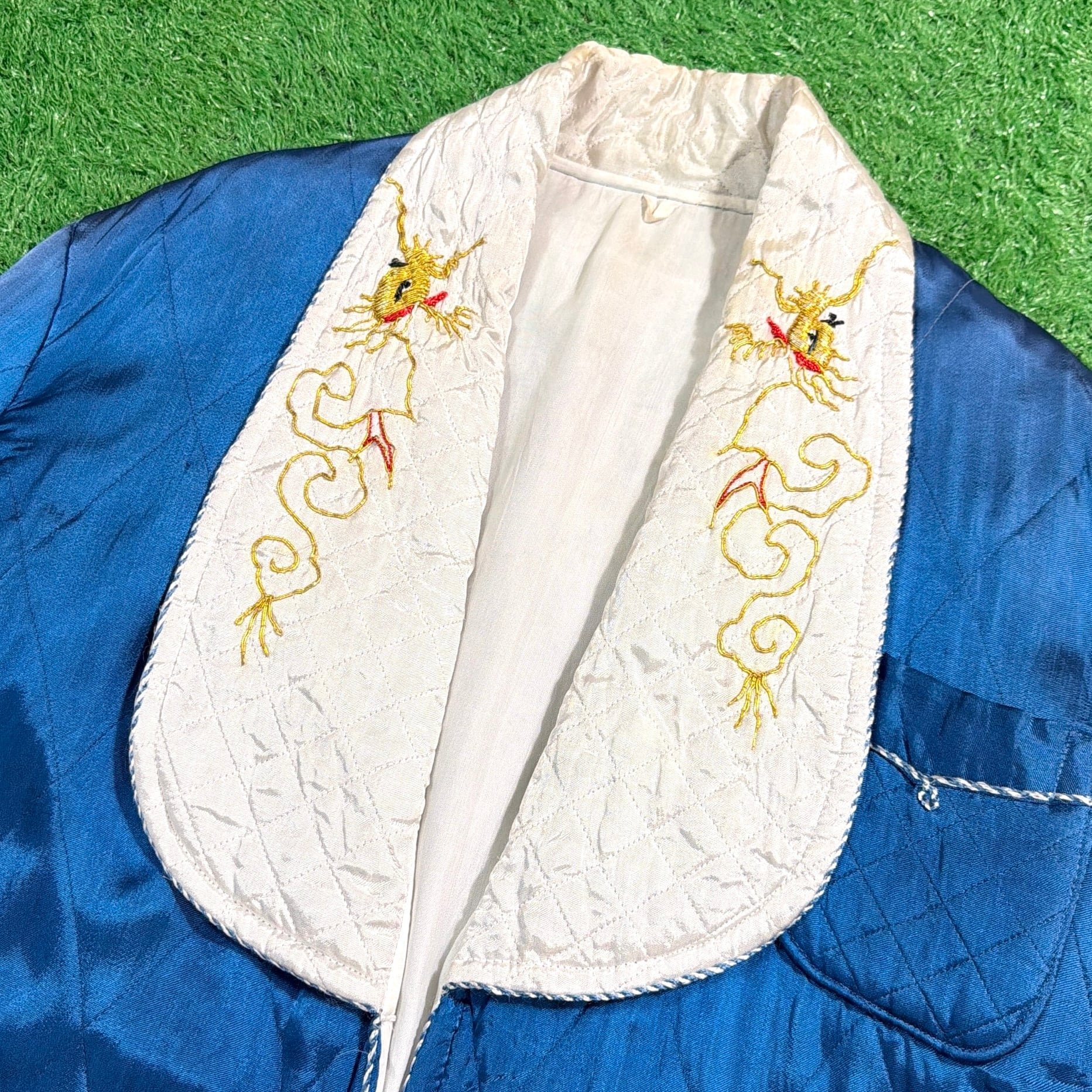 Men's】50s 龍 刺繍 スーベニア 中綿 キルティング ガウン / 古着