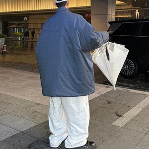 ネイビーブルービッグキルトジャケットコート　1108