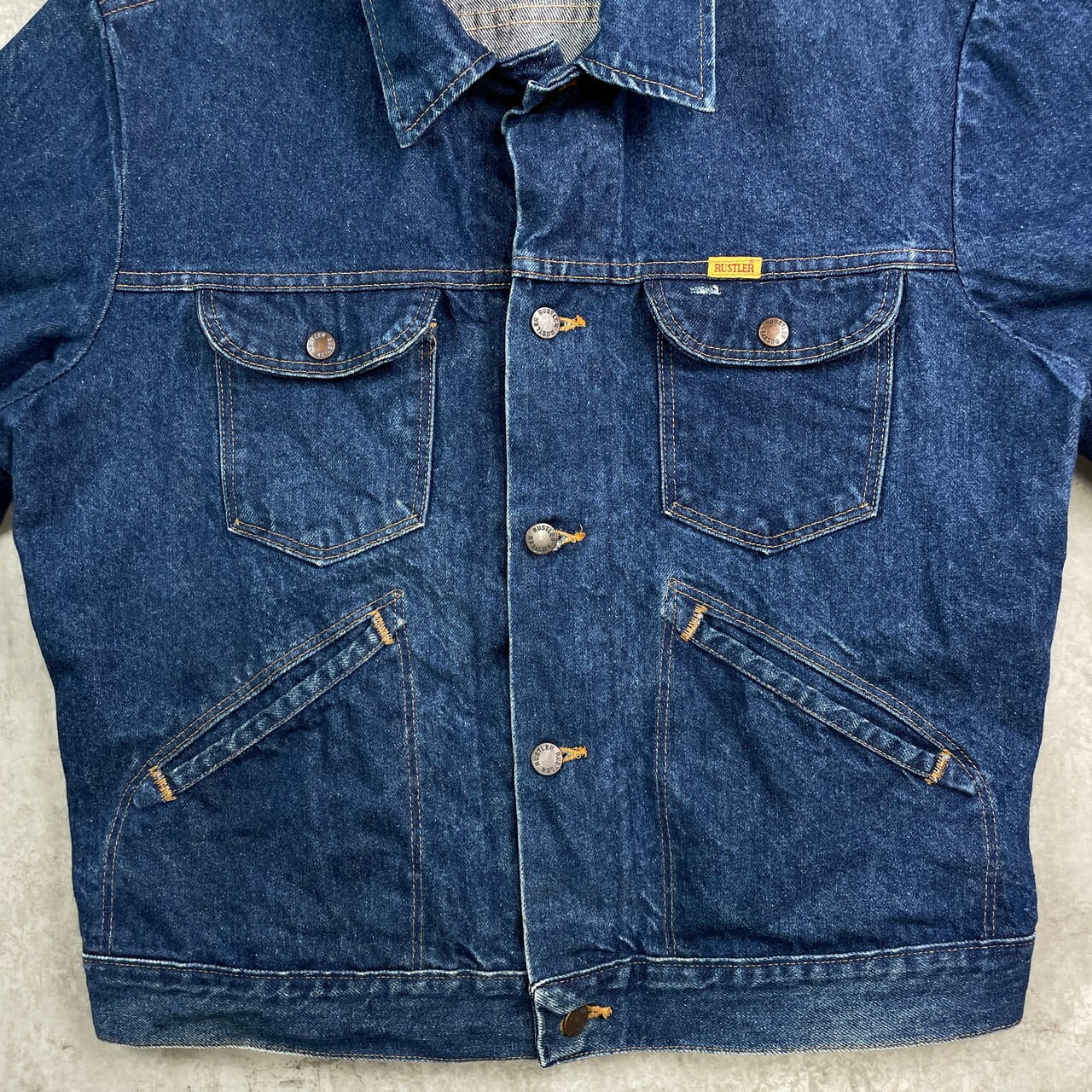 80年代 USA製 RUSTLER ラスラー 濃紺 デニムジャケット メンズL 古着