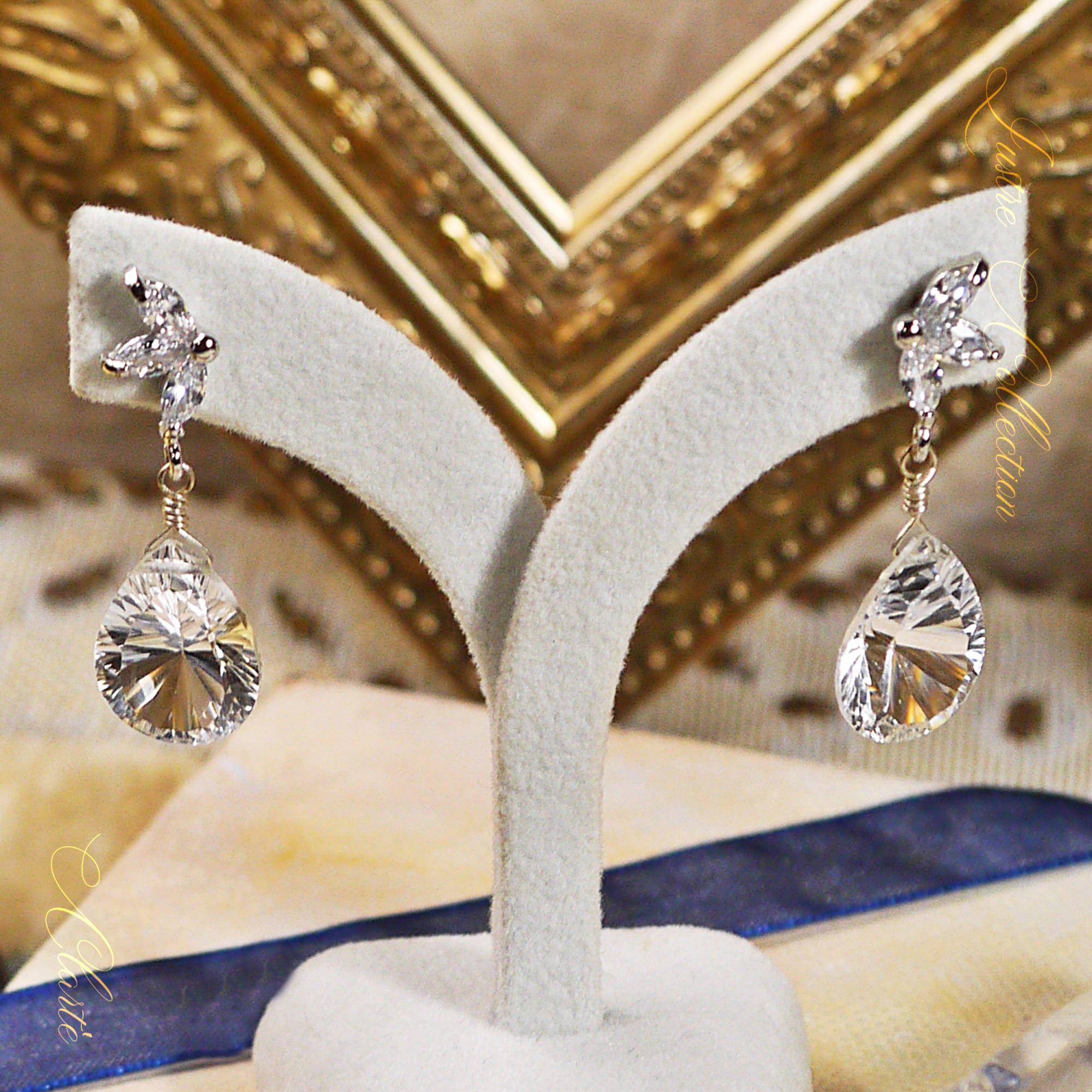 フローライトのジェムカットとブラックトルマリンインクォーツの14kgfピアス フローライトのジェムカットとブラックトルマリンインクォーツの14kgf