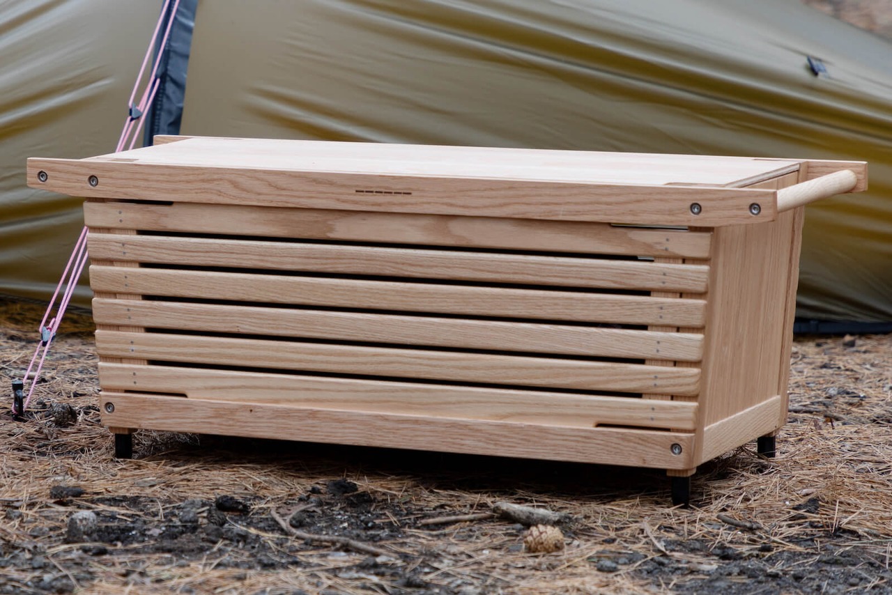 IKIKI(イキキ) アルミスパイク 天然木材 木製 機能コンテナ 組み立て 折りたたみ ノックダウン方式 除湿効果 通気性 収納 アウトドア キャンプ