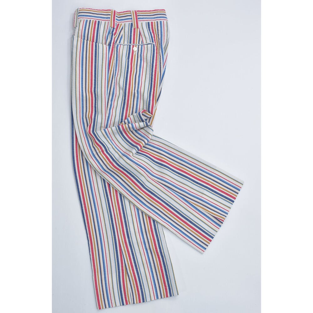 70s Vintage マルチストライプ シアサッカー スラックス TALONジップ