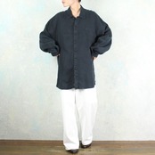 FLAX オーバーサイズ ブラック フラックス リネン デザイン シャツ 