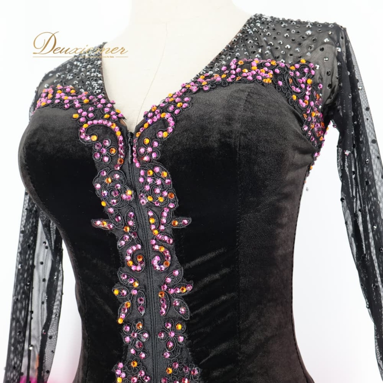 社交ダンス 衣装 YANAGIDA DANCE WEAR ヤナギダダンスウェア ドレス ワンピース ブラック系 ピンク系 黒 ファー スリット デモ 競技 華やか ダンス パーティ 発表会 高級感 レディース エレガント 用 上品 ダンス衣装