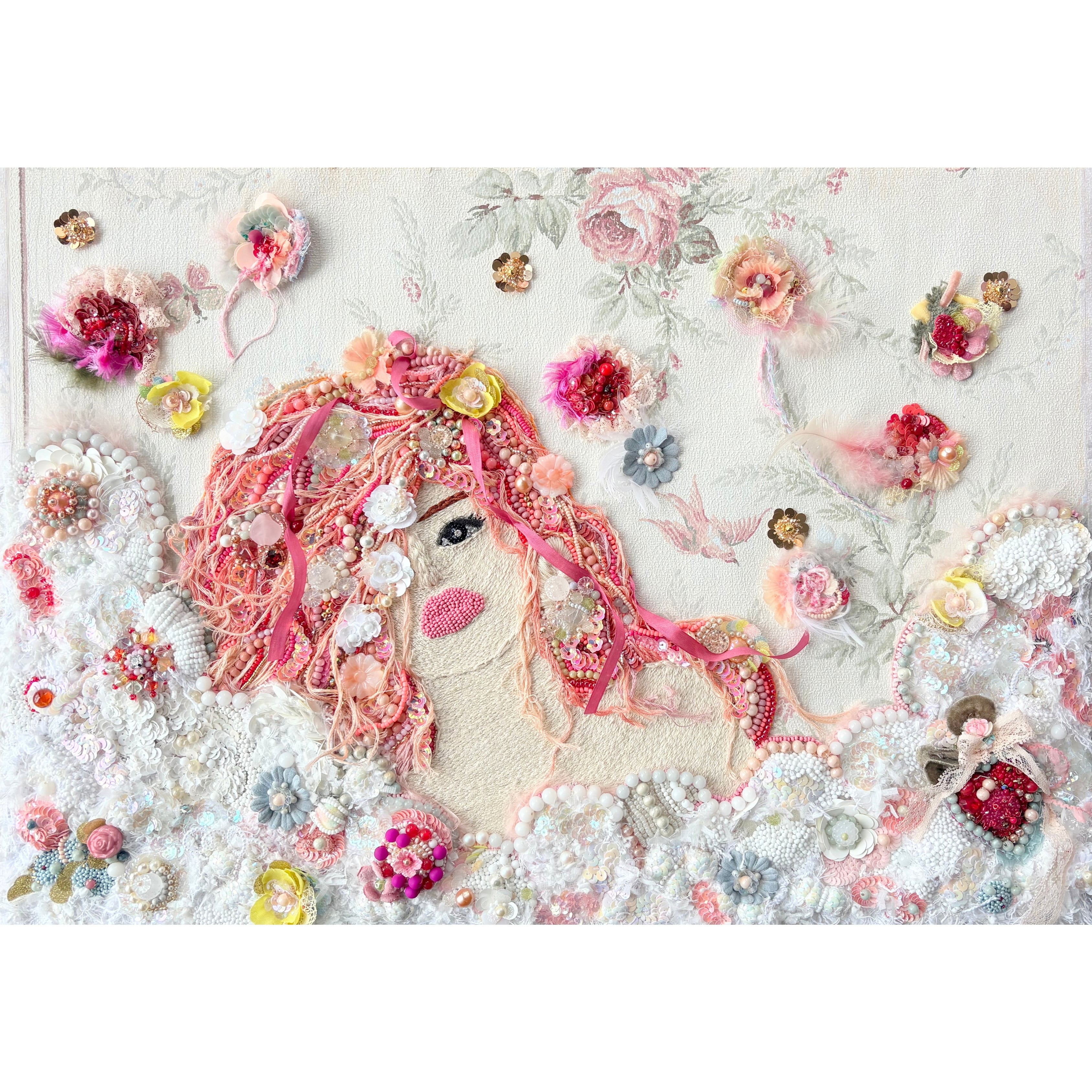ビーズ刺繍アート（額装） Framed Bead Embroidery Art ｜ 