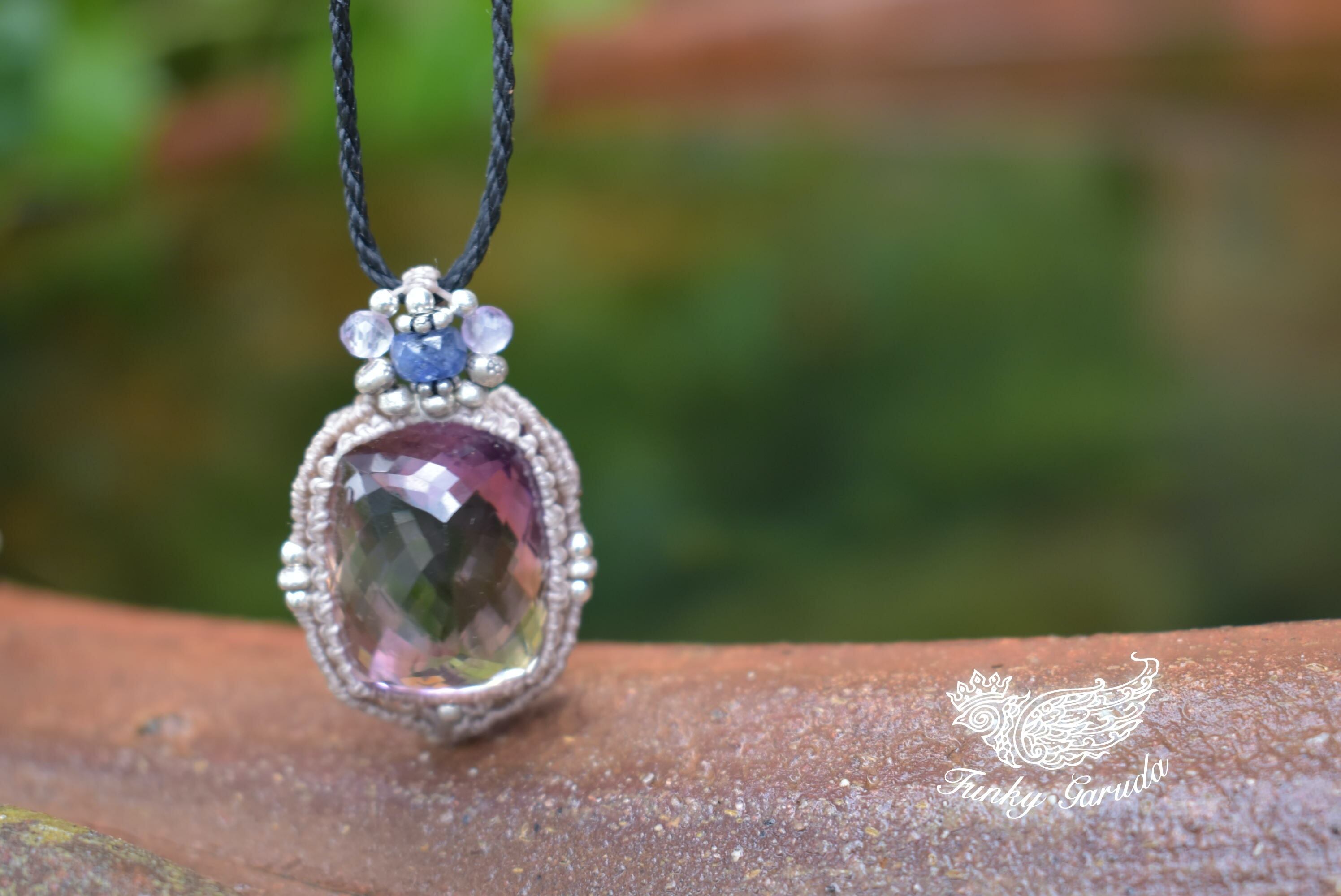 魅惑の宝石★46ct高品質アメトリン マクラメペンダントamet003