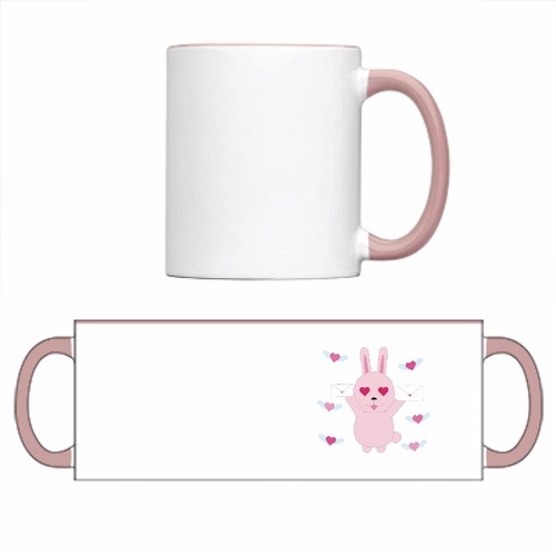 うさぎのラブレター(2トーンマグカップ(ピンク)A)
