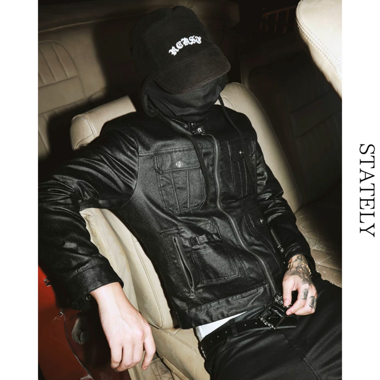 Black PU Leather マルチポケットジャケット_O76・画像5