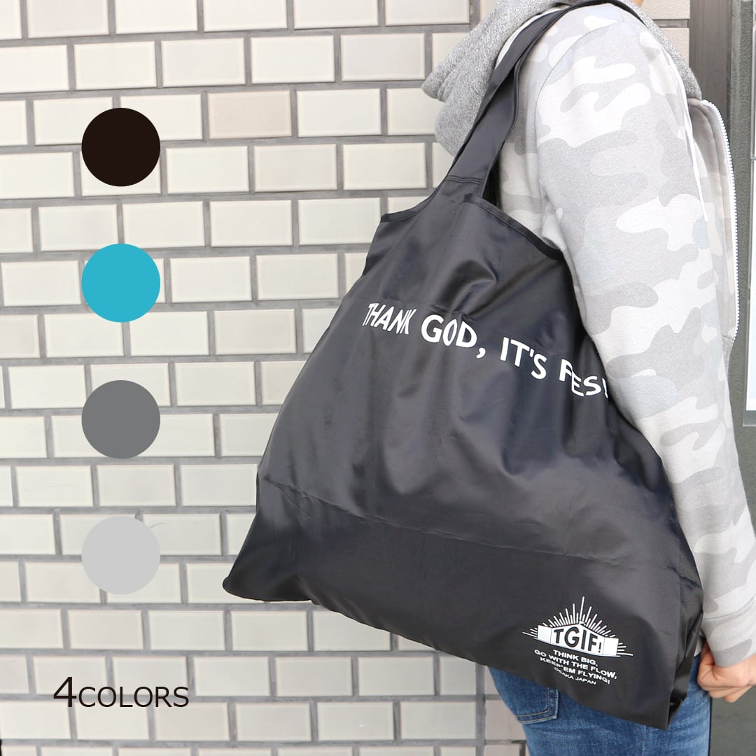 【SALE】フェスバッグ TGIF! ポーチ付きポケッタブルショッピングバッグ