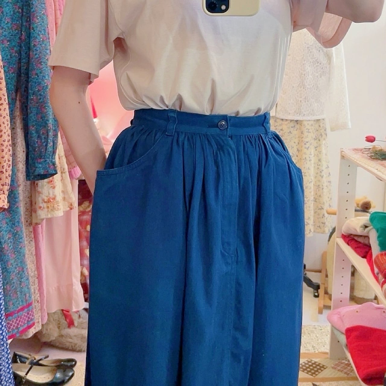 remake ✂︎ flower picking back pocket skirt