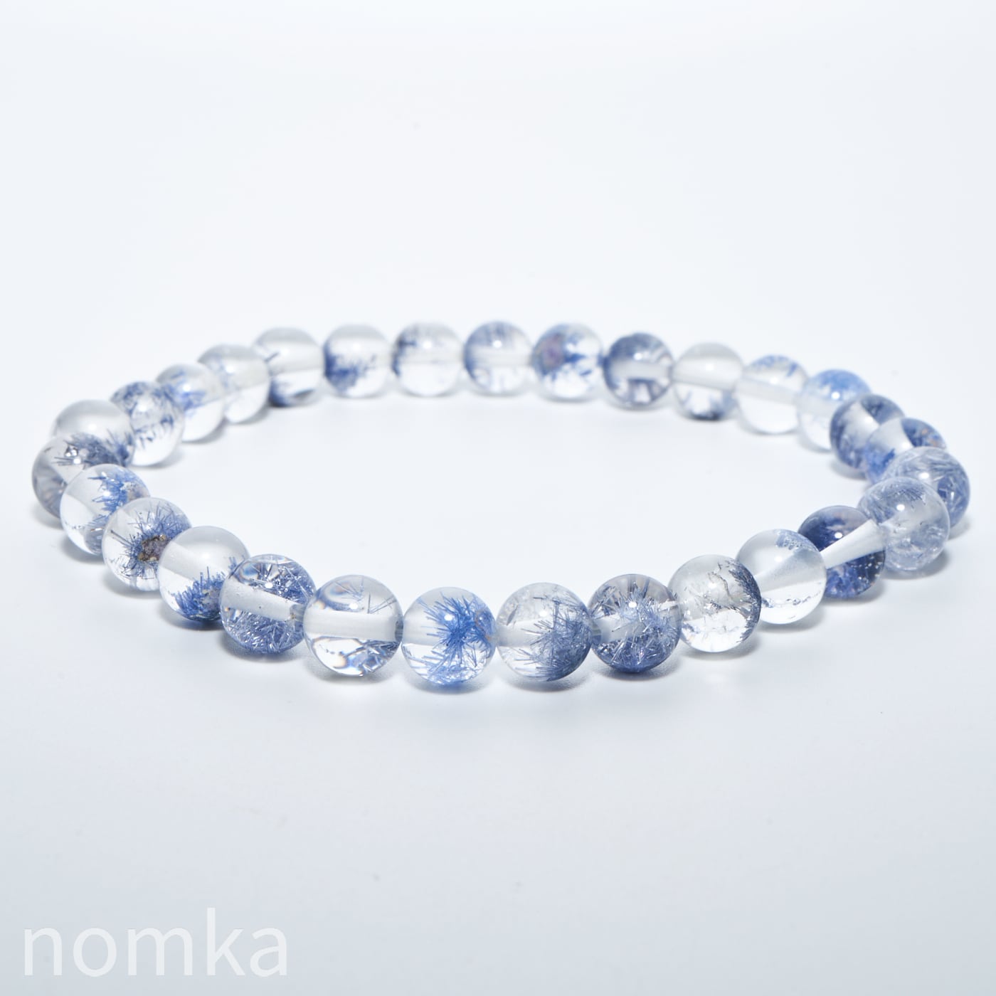 【ハイグレード】デュモルチェライトインクォーツ(6.5mm / ブラジル産) 一連ブレスレット nbra-00