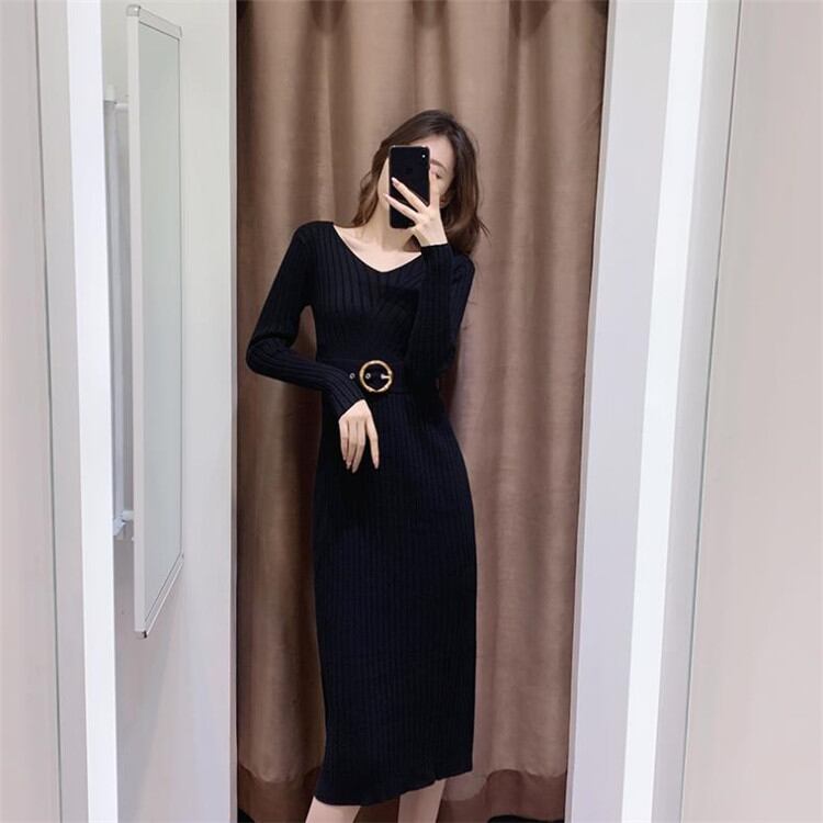 秋服先取り!sweet系 スリム 気質 ロングセクション 快適である ニットワンピース おしゃれな