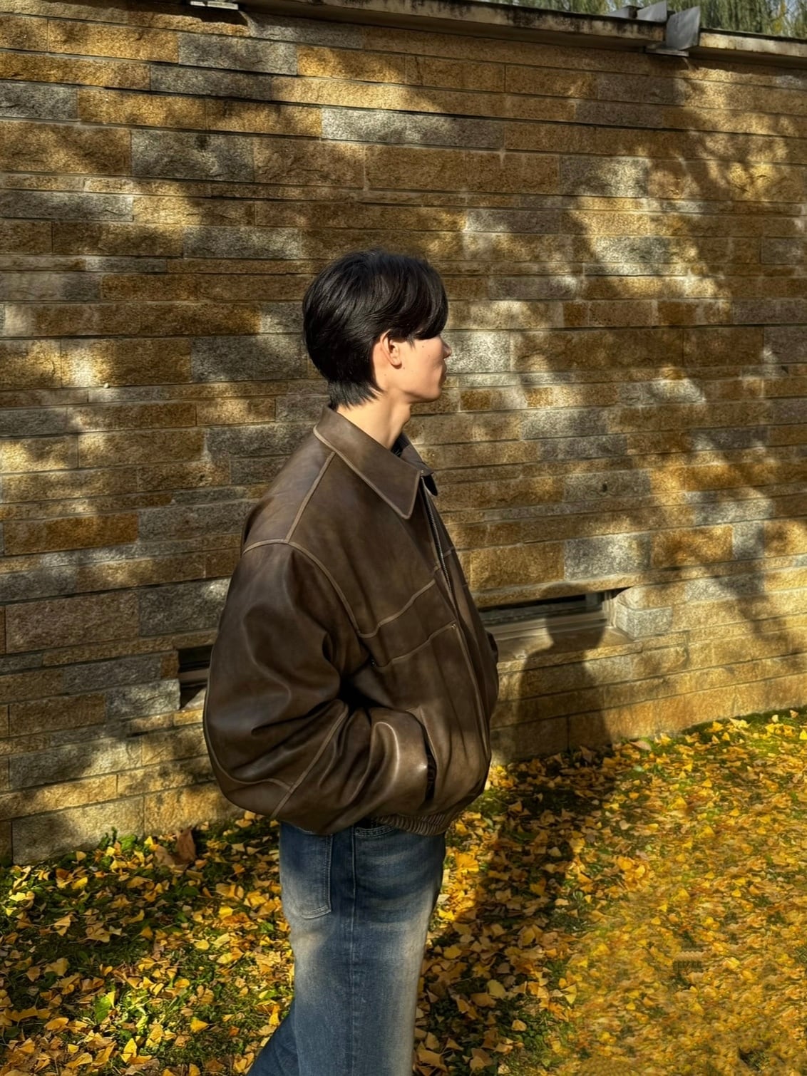 Vintage Velvet Leather Jacket (Brown) | 1AM