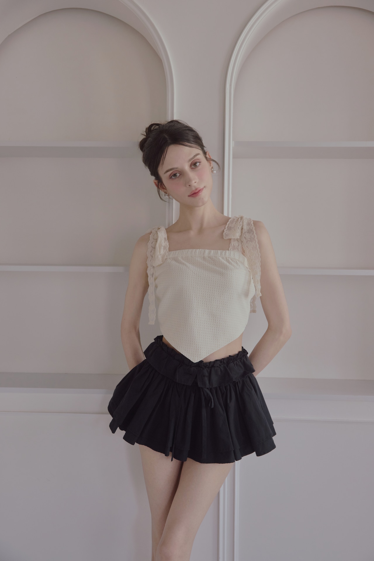 Lace ribbon bare tops