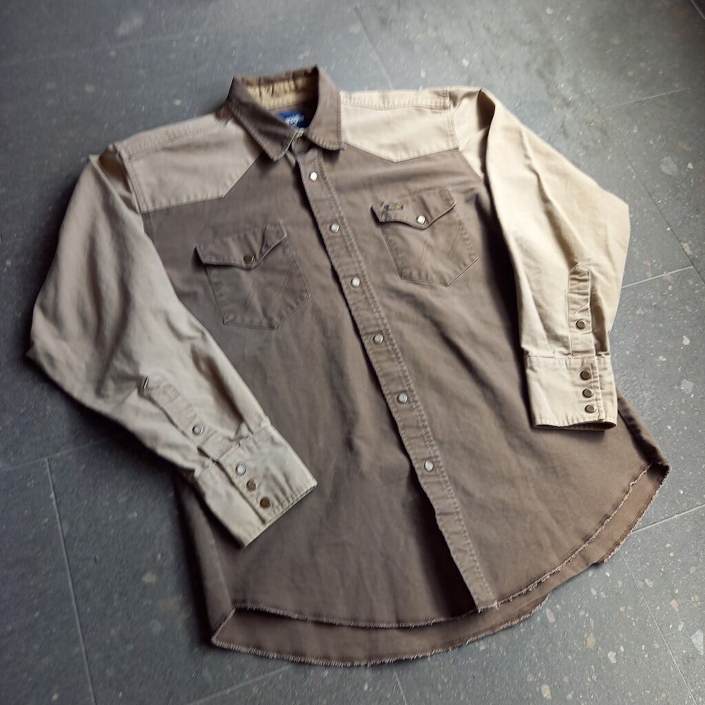 Wrangler ツートン ライトダック地 ウエスタンシャツ used Wrangler ツートン ライトダック地 ウエスタンシャツ used