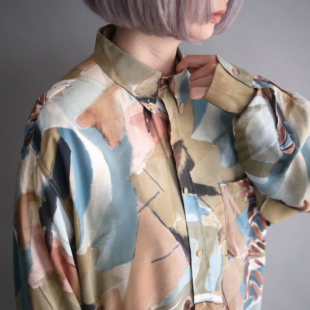 "水彩" good coloring art pattern loose shirt