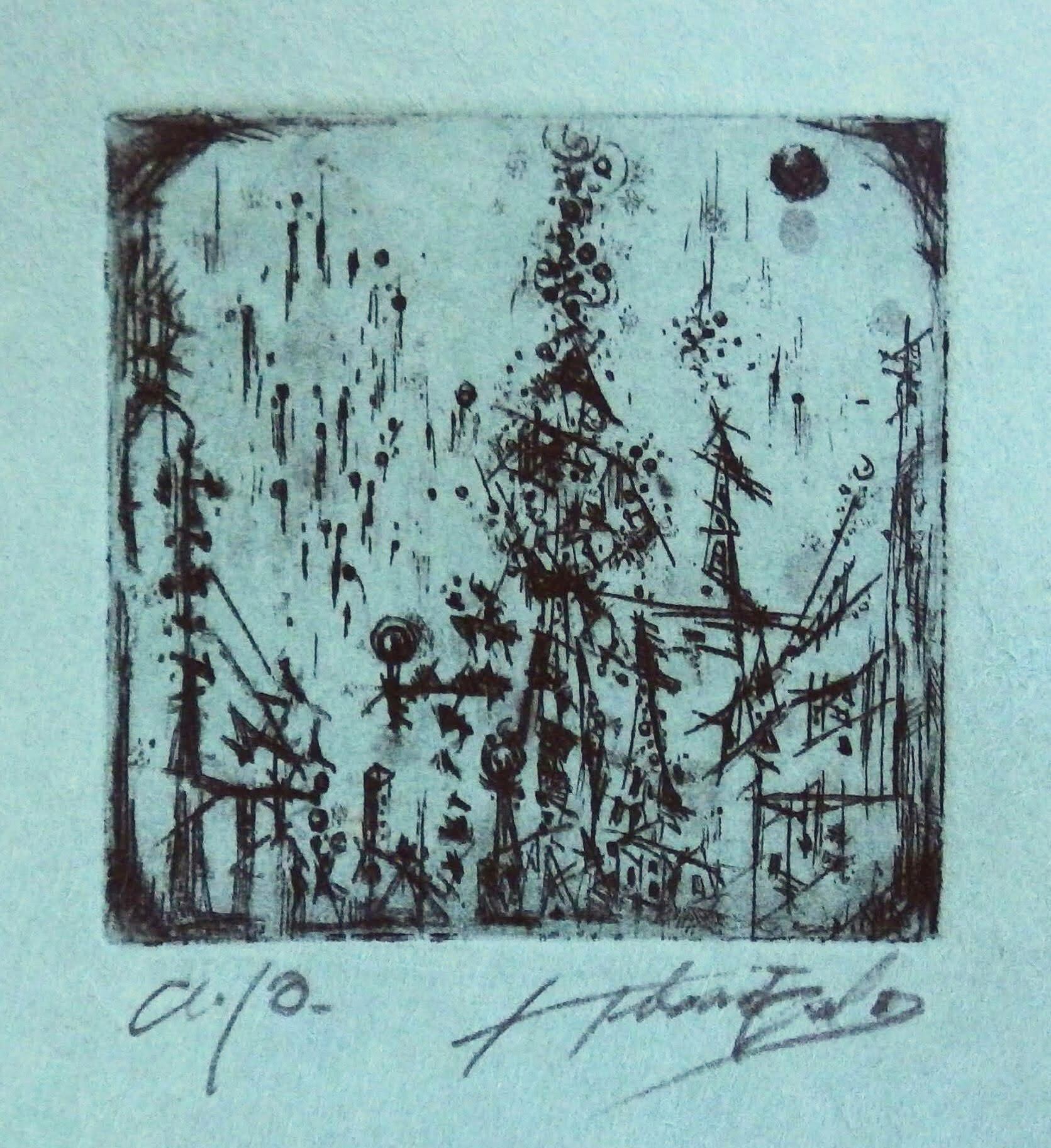 32×41㎝「雨を待つ木」油彩・原画・F6 フレームは付きません。