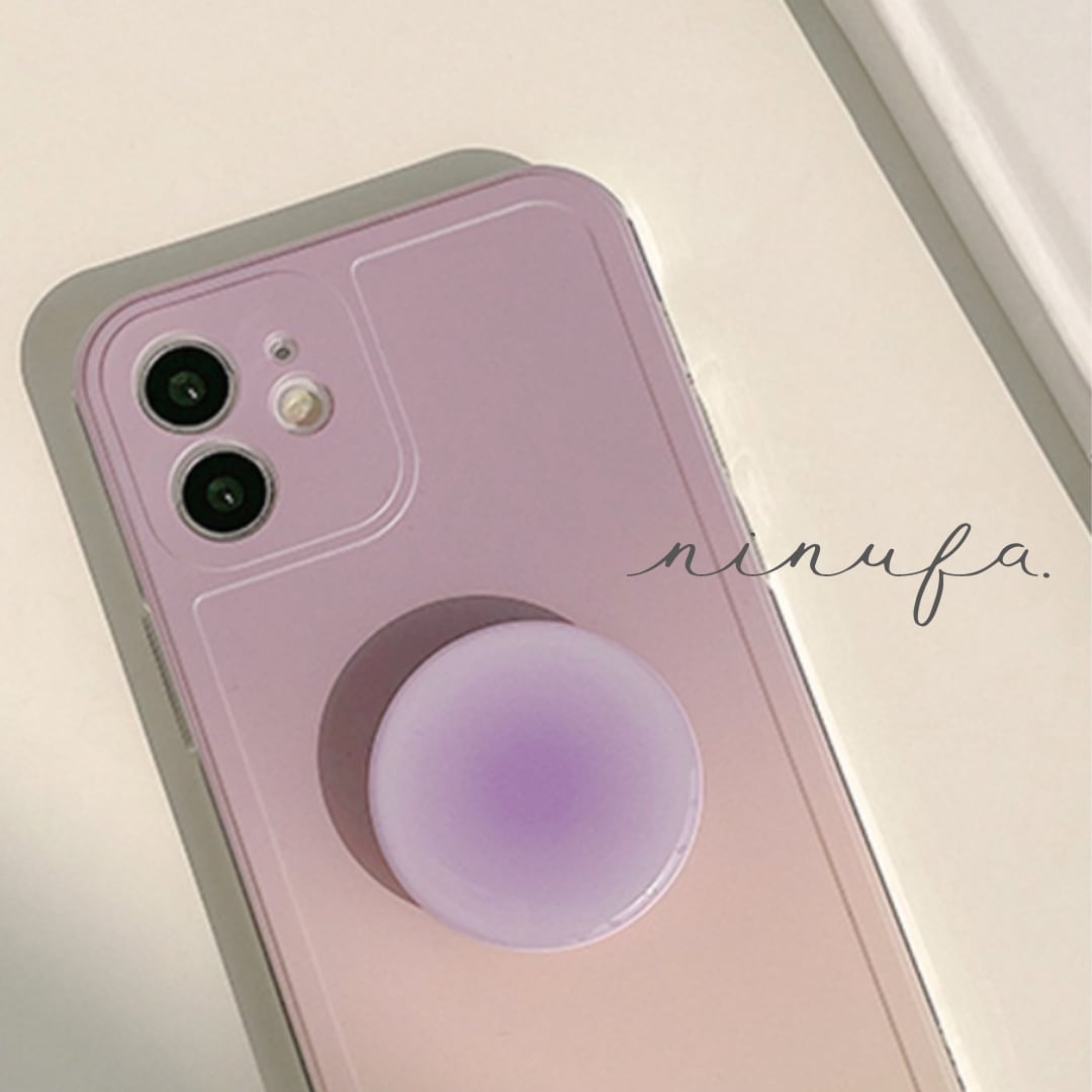 淡いグラデーションが美しい ハンドグリップ付き ラベンダー iphone スマホケース ND-14465