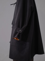 METHO - Front-Open Hooded Coat :Black|コットンシルク/紐留めフロント/ワークポケット