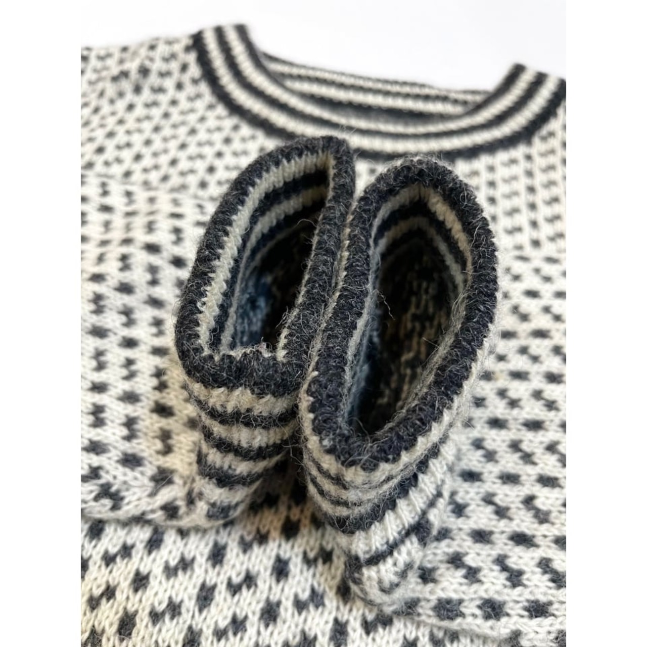 80s L.L.Bean "BIRDS EYE" WOOL KNIT MADE IN NORWAY Size XL