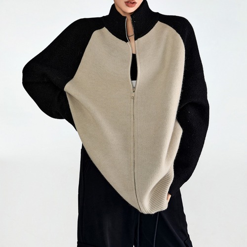 bicolor knit blouson　10979
