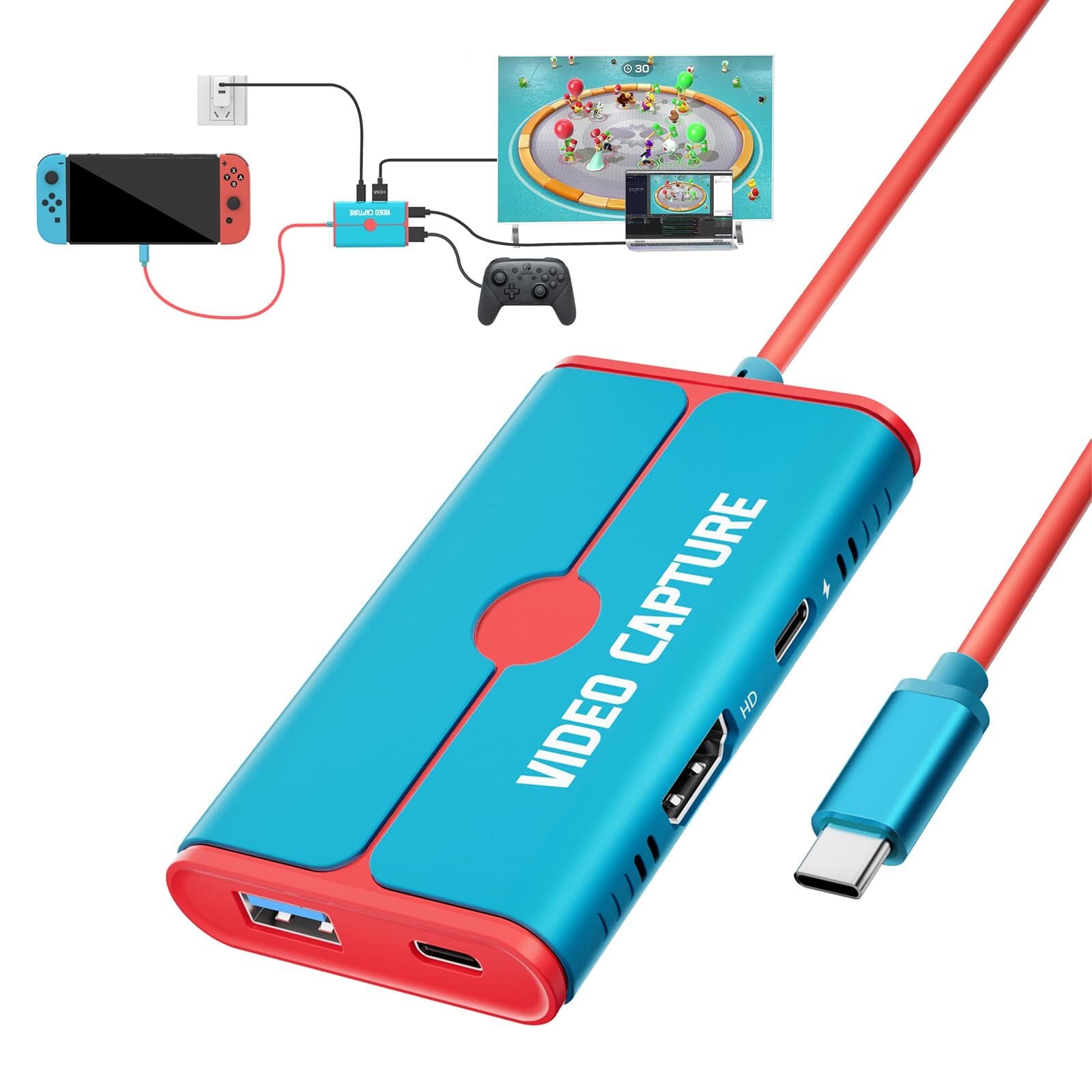 キャプチャーボード キャプチャーボード Switch対応 最高4K HDMIパススルー機能