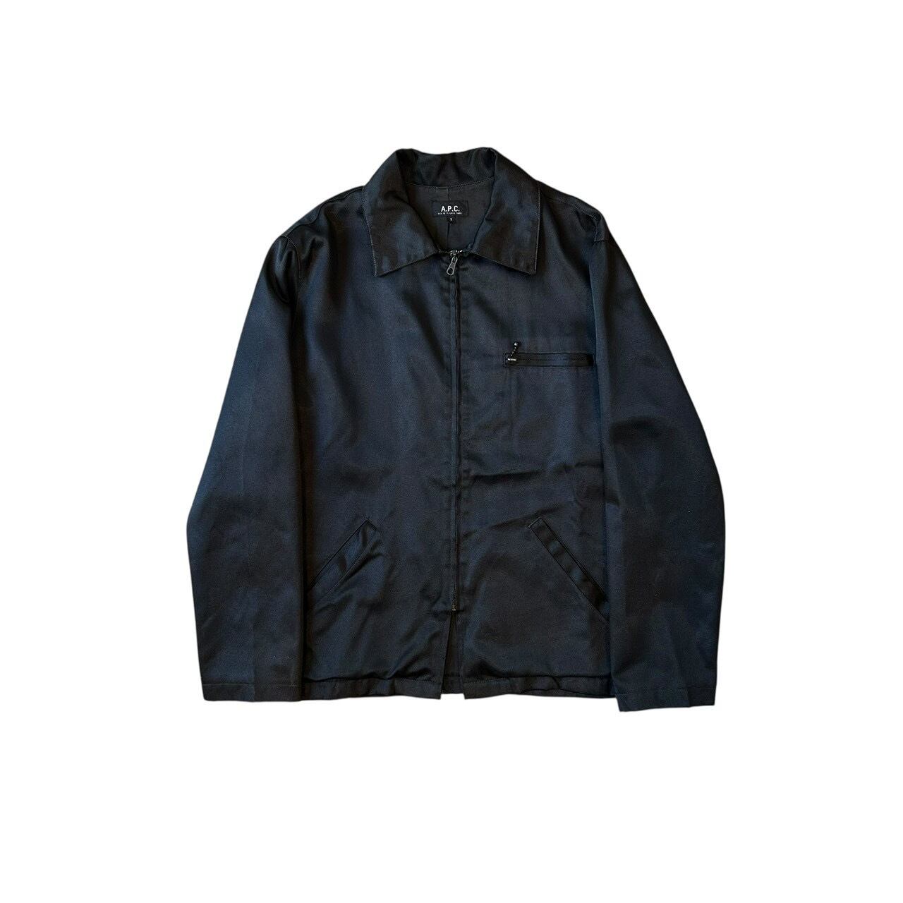 A.P.C.” Black nylon/rayon design zip up jacket | Kissmet
