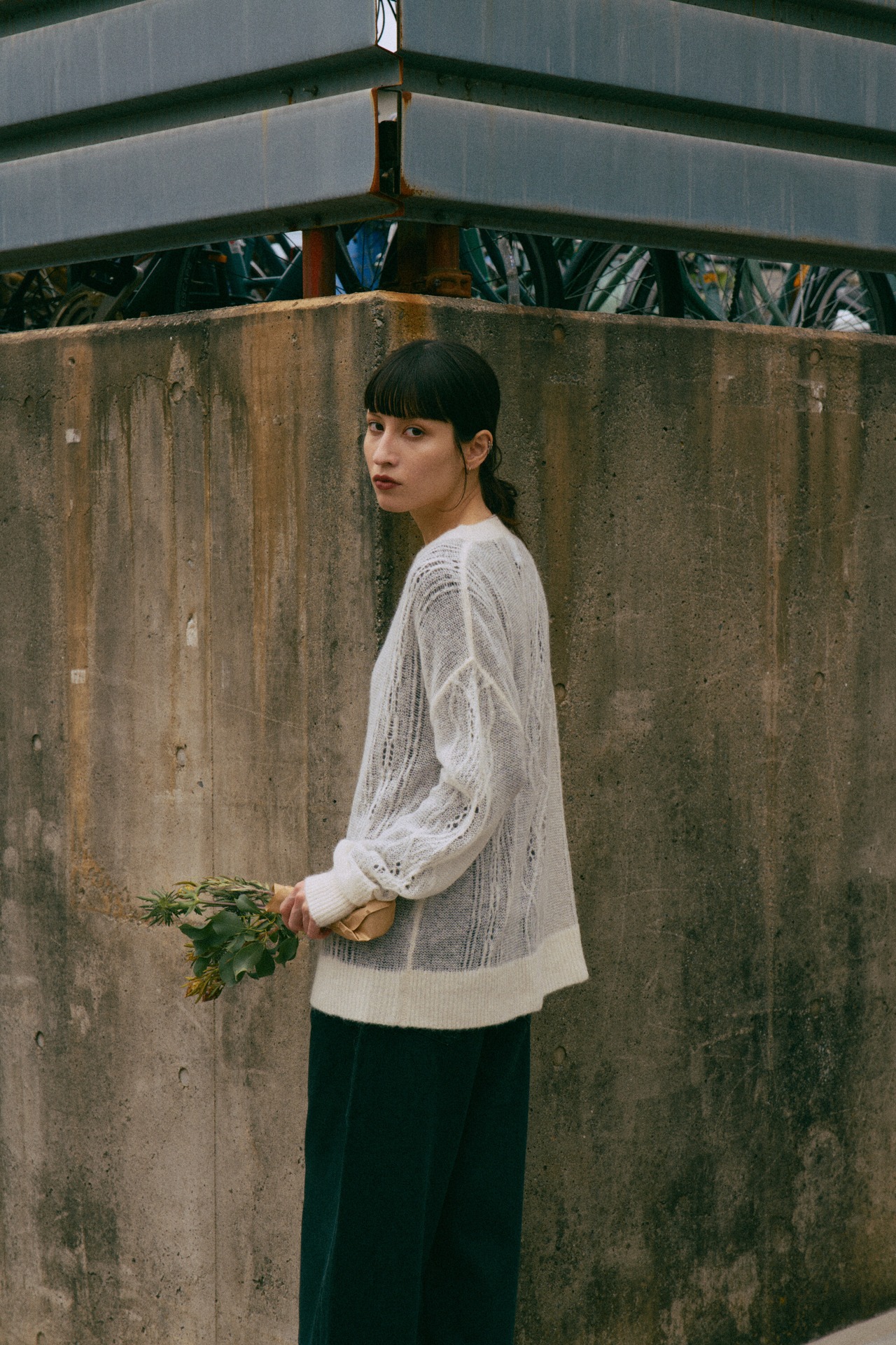 Sheer Aran Relax Sized Pullover Knit