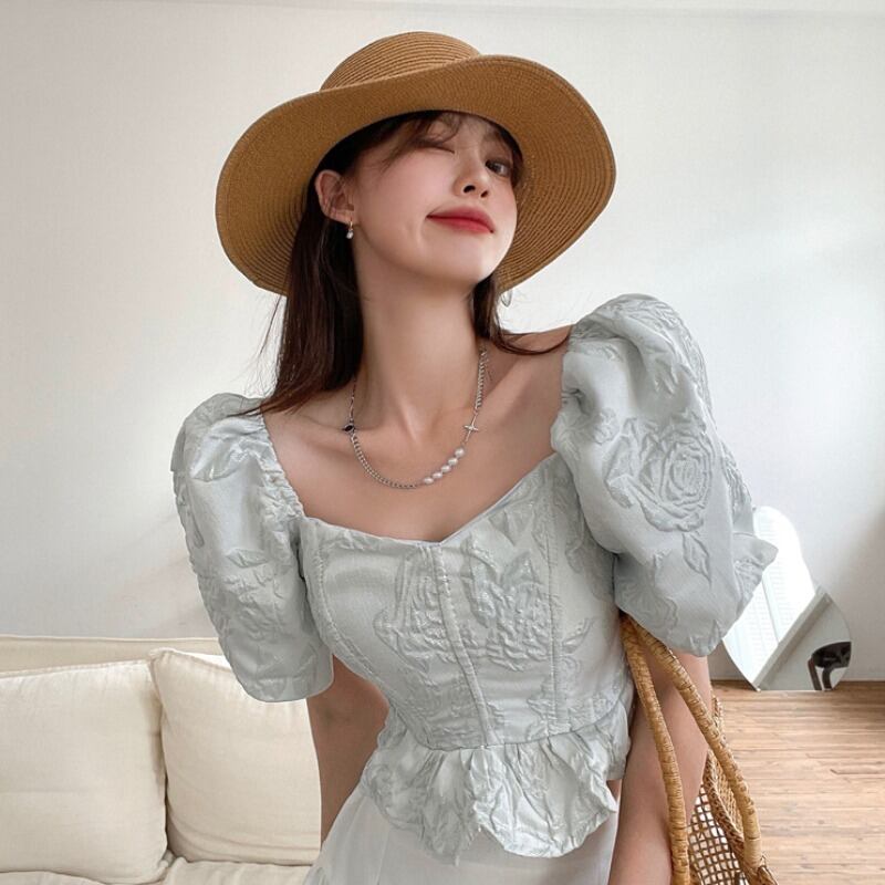 スリーブシャツ スタイルブラウス サマー薄手スタンダードショート半袖 レトロ レース ハーフスリーブ 夏物 スクウェア YY-ファッション96289818612