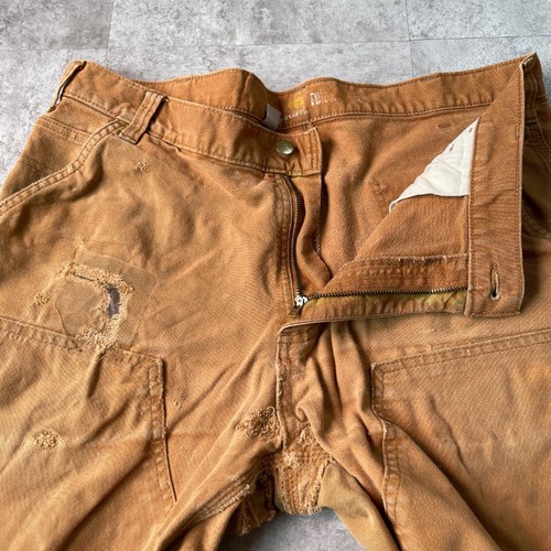 20s ブラウン ダブルニー Carhartt カーハートパンツ 38×32 詳細写真9