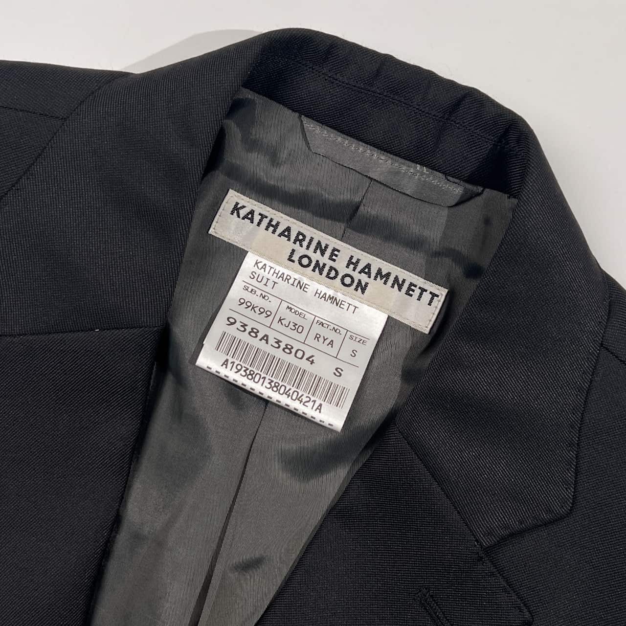 上下 KATHARINE HAMNETT LONDON キャサリン ハムネット ロンドン セットアップ スーツ テーラードジャケット スラックス S/ブラック メンズ